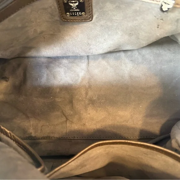 MCM Black Monogram Leather Satchel with Snakeskin and Lion Motif - Picture 8 of 9